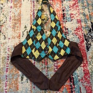 Plaid halter vest